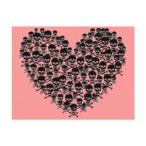 Black Skull Heart postcards by JuJuGarden Black Skull Heart postcards