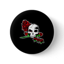 Black Skull Roses Tattoo buttons by WhiteTiger_LLC Black Skull Roses Tattoo buttons