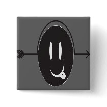 Black smiley face that has a arrow in his head. buttons