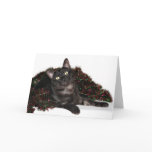 Black smoke cat Christmas Greeting Cards