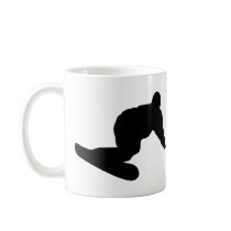 black snowboarding icon mugs