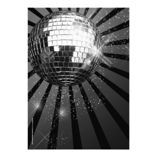 Black Sparkle Disco Ball 40th Birthday Party Custom Invites