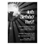 Black Sparkle Disco Ball 40th Birthday Party Custom Invites