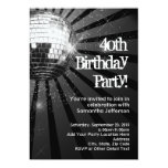Black Sparkle Disco Ball 40th Birthday Party Custom Invites