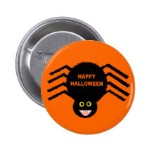 Black Spider Halloween Button