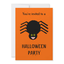 Black Spider Halloween Party Customizable Invitati Announcement