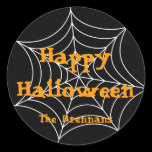 Black spider web halloween custom label gift tag stickers