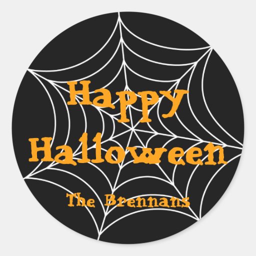 Black spider web halloween custom label gift tag stickers