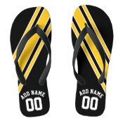 Black Sports Jersey Custom Name Number Flip Flops