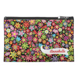 Black Spring Flowers Pattern Designer Name Bag! Travel Accessory Bag
