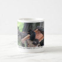BLACK SQUIRREL ON A STUMP mugs