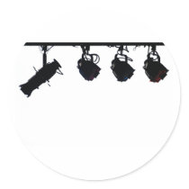Black Stage Light Silhouettes Digital Camera Round Stickers