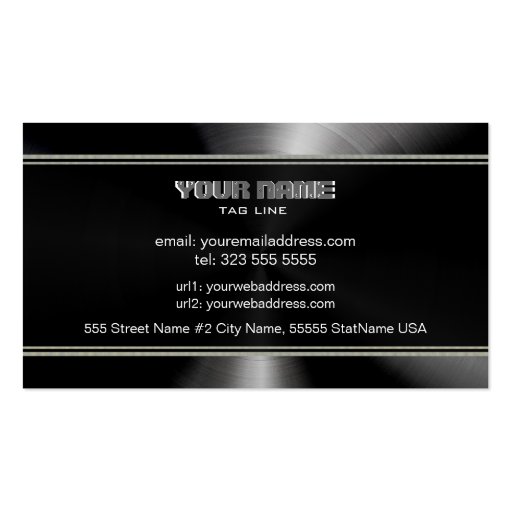Black Stainless Steel & Gray Accents Template Business Cards (back side)