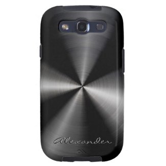 Black Stainless Steel Metal Look-Custom Text Samsung Galaxy S3 Covers