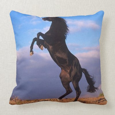 Black Stallion Throw Pillows