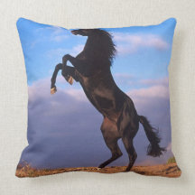 Black Stallion Throw Pillows