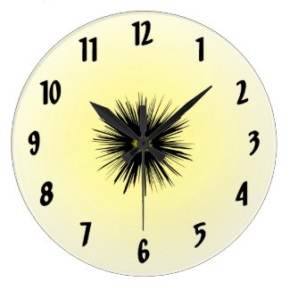 Black Star Flower Abstract Clock