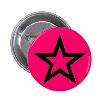 Black Star on Pink - Button buttons