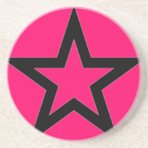 Black Star on Pink Coaster coasters