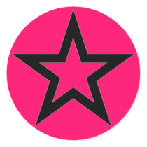 Black Star on Pink - Sticker stickers