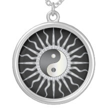 Black Starburst Yin Yang Custom Necklace