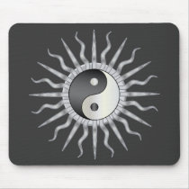 Black Starburst Yin Yang Mouse Pads