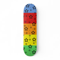 Black Stars: Multi-Color Background: Skateboard