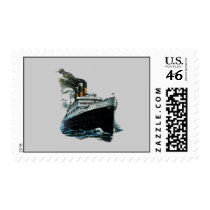 Black steamer ship postage stamp