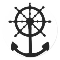 black steering wheel anchor icon stickers