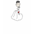 edun_live_ladies_tshirt - A stick figure bride with black hair wearing a long white wedding gown on stick figure wedding design T-shirts and more that you can customize with a name or text saying!
