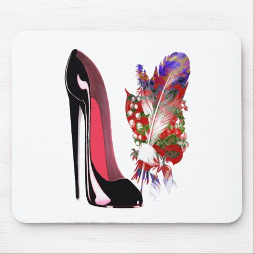 Black Stiletto Shoe and Bouquet Mousemats