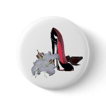 Black Stiletto Shoes and Lilies Art Buttons