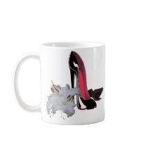 Black Stiletto Shoes and Lilies Art Coffee Mugs