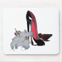 Black Stiletto Shoes and Lilies Art Mouse Pad