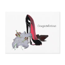 Black Stiletto Shoes and Lilies Art Postcards