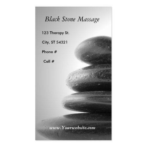 Black Stone Massage Business Card (front side)