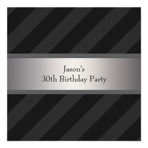 Black Stripe Mans 30th Birthday Party Personalized Invite