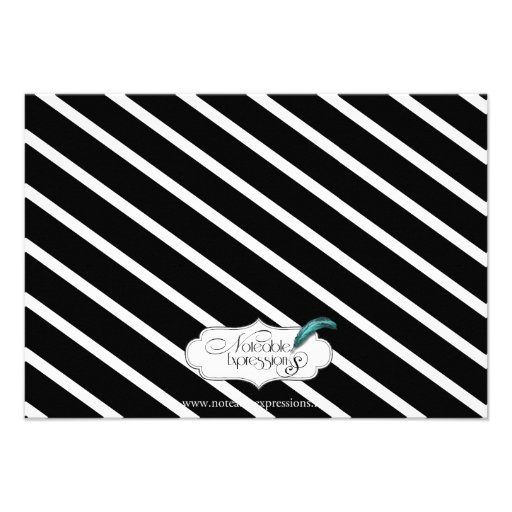 Black Stripe with Floral Accent Wedding Insert Invitations