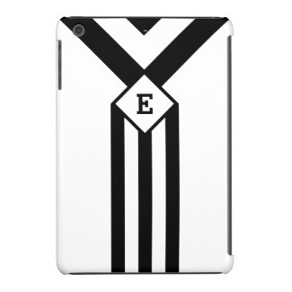 Black Stripes and Chevrons with Monogram on White iPad Mini Cover