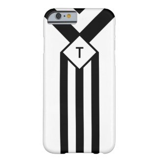 Black Stripes and Chevrons with Monogram on White Barely There iPhone 6 Case