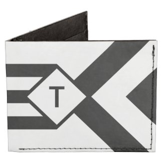 Black Stripes and Chevrons with Monogram on White Billfold Wallet