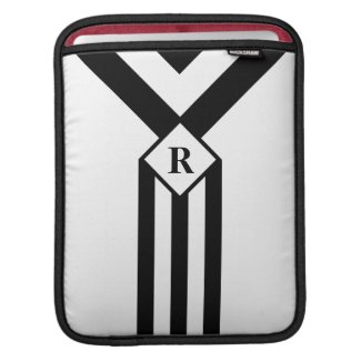 Black Stripes and Chevrons with Monogram on White Sleeves For iPads