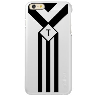 Black Stripes and Chevrons with Monogram on White Incipio Feather® Shine iPhone 6 Plus Case