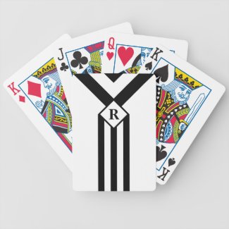 Black Stripes and Chevrons with Monogram on White Bicycle Playing Cards