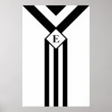 Black Stripes And Chevrons With Monogram On White
