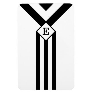 Black Stripes and Chevrons with Monogram on White Rectangular Photo Magnet