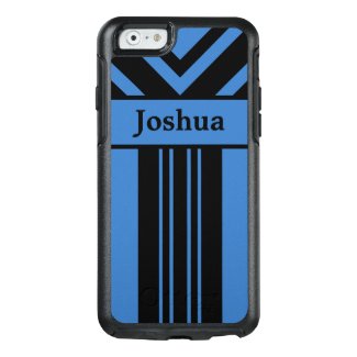 Black Stripes & Chevrons on Blue with Your Name