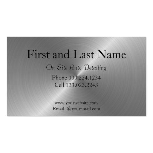 Black Stripes on Silver Auto Detailing Business Cards (back side)