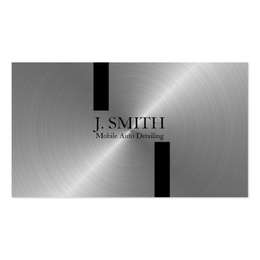 Black Stripes on Silver Auto Detailing Business Cards (front side)