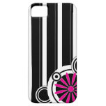 Black Stripes - Pink Flower iPhone 5 Case